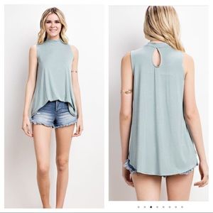 Bamboo MockNeck Tank WoodSage